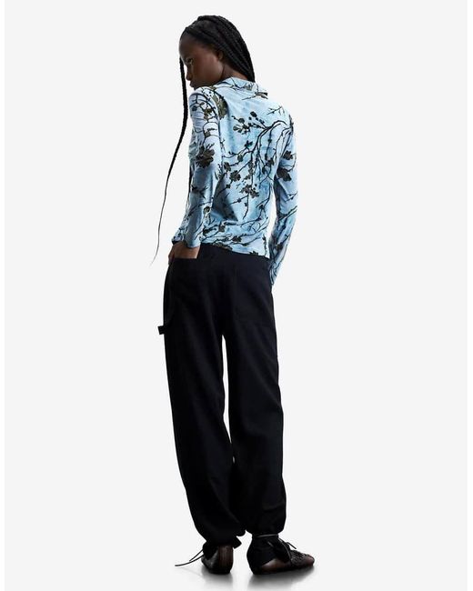 Desigual Blue Flocked Top