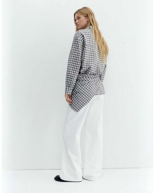 Pull&Bear White – kariertes hemd