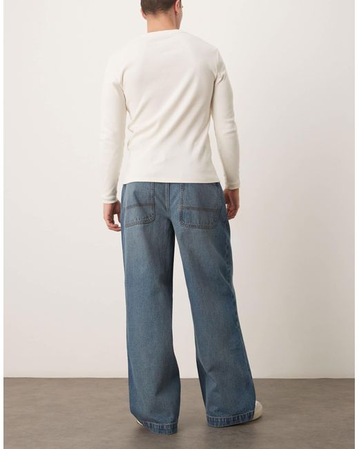 ASOS Blue Super Baggy Jeans for men