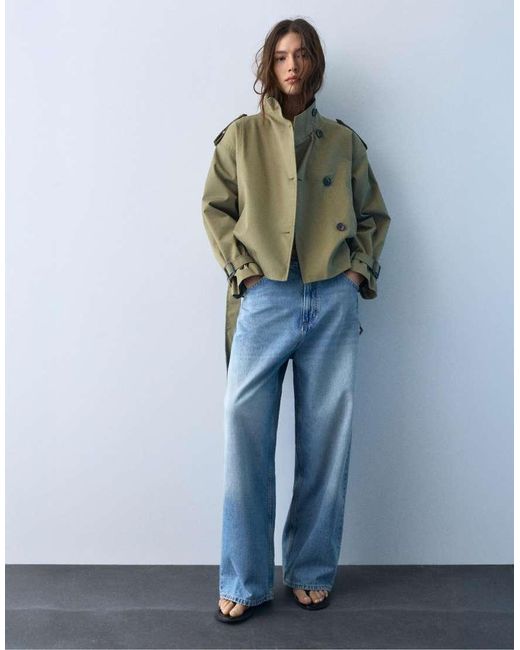 Pull&Bear Trenchcoat Met Riem in het Green
