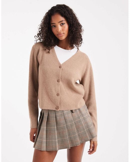 Pieces Natural Knitted Cardigan With Love Heart Buttons