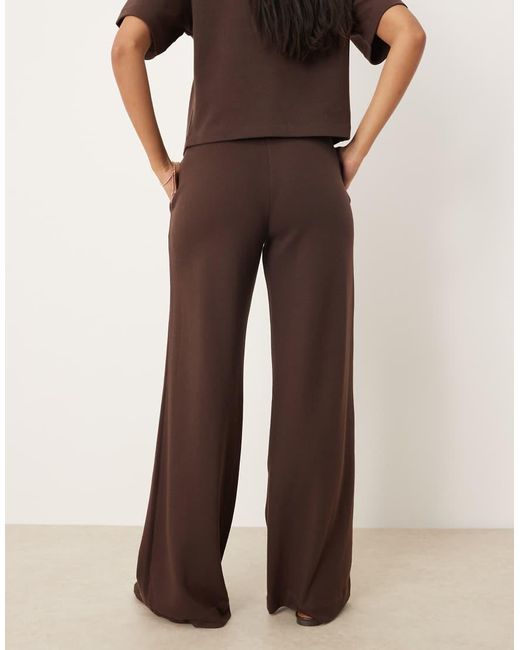 Pantalones Marrones De Pernera Recta De Punto De Mezcla De Algodón De (Parte De Un Conjunto) Mango de color Brown