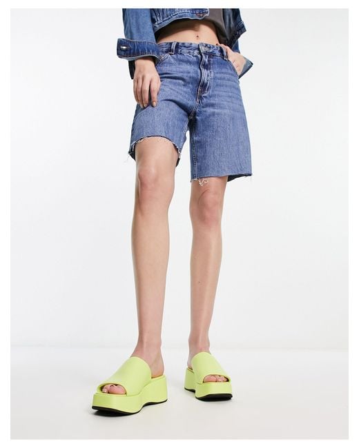 Monki Chunky Flatform Slider Sandal in Blue | Lyst