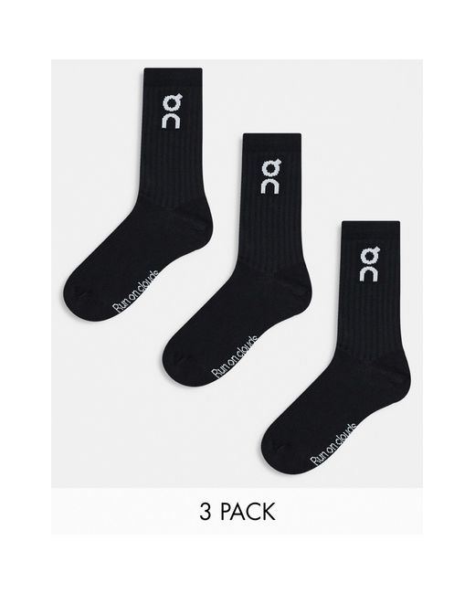 On - confezione da 3 paia di calzini neri con logo di On Shoes in Black da Uomo