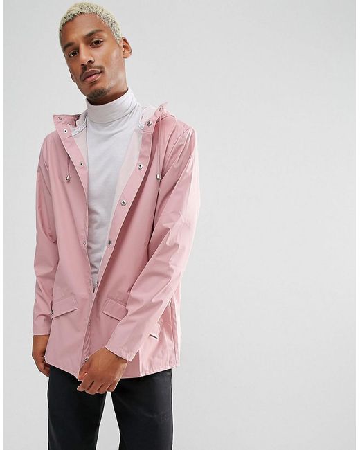 Rains Short Waterproof Jacket In Pink 