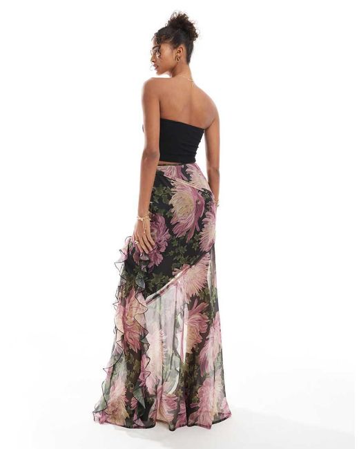 ASOS Multicolor Ruffle Spilt Maxi Skirt