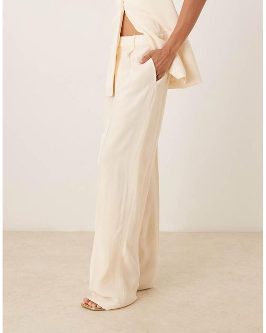 Mango Natural Straight Leg Pleat Front Light Weight Trouser Co-ord