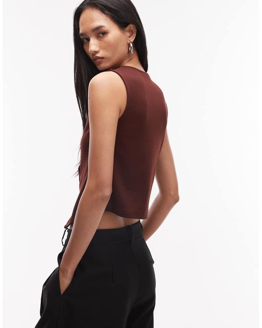 ASOS Red Jersey Twill Asymmetric Waistcoat Top