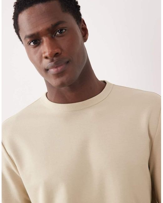 ASOS Natural Breathemax Heavyweight Regular Fit Long Sleeve T-Shirt for men