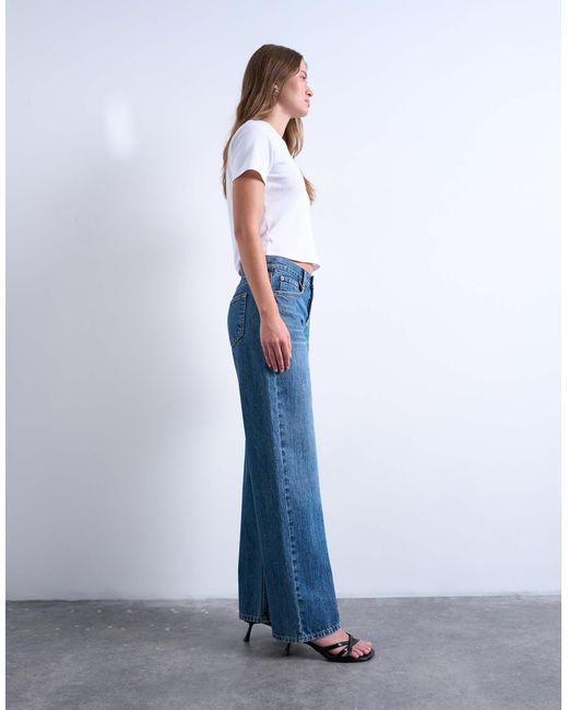 TOPSHOP Blue Ember Low Rise Straight Leg Jean