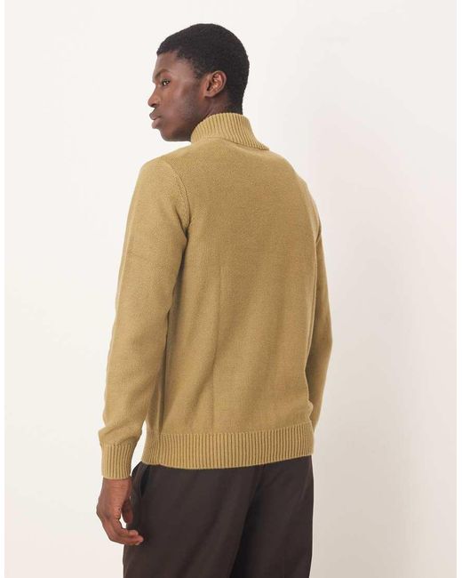 SELECTED Natural 100% Cotton Half Zip Knit Jumper for men