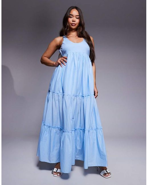 River Island Tiered Maxi Dress in Blue | Lyst UK