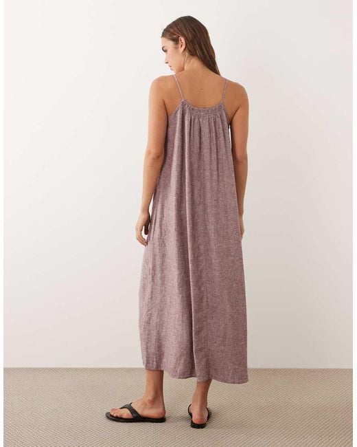 Jdy Pink Linen Blend Cami Midaxi Dress