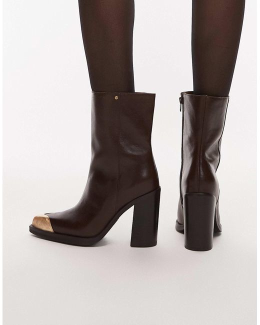 Bronx Black Toe Cap Detail Boots