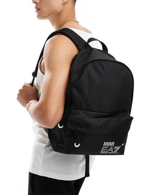EA7 Black Backpack for men