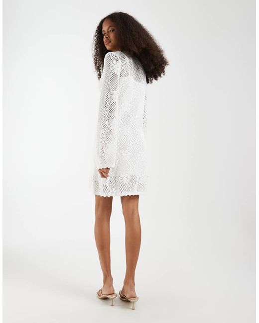 Gap White V-Neck Pointelle Mini Dress