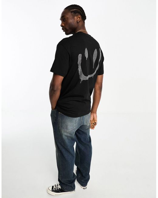 Weekday Oversized T shirt Met Print Van Stras in het Blauw voor