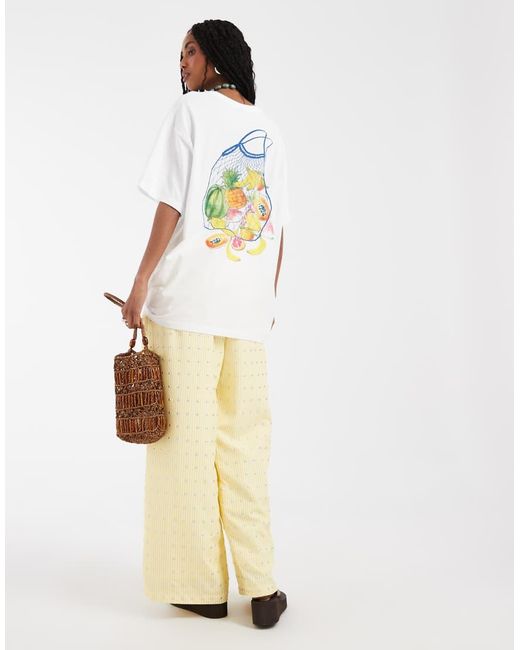 Vero Moda White Fruit Market Oversized Graphic T-shirt