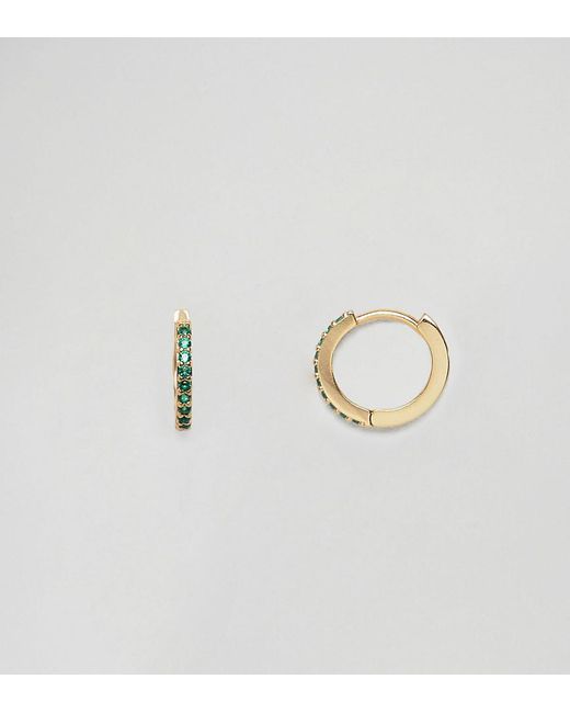 Lyst Orelia Gold Plated Emerald Green Pave Hoop Earrings In Metallic Orelia Metallic Gold Plated Emerald Green Pave Hoop Earrings Lyst