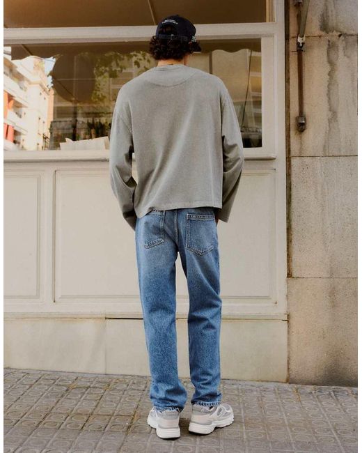 Bershka Blue Tall Straight-Leg Jeans for men