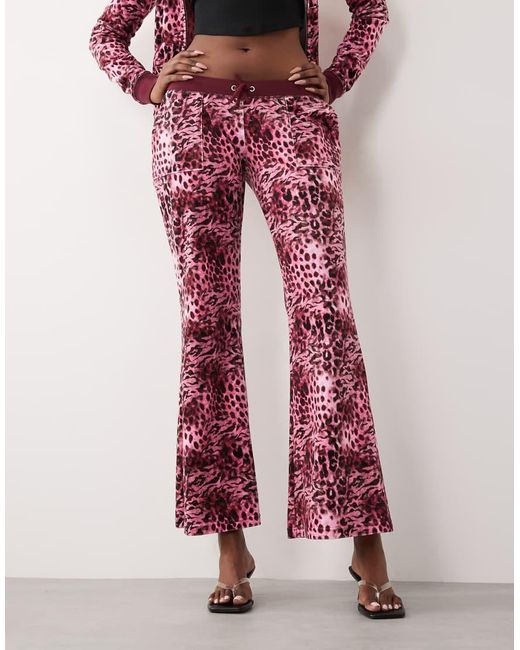 Juicy Couture Red Exclusive Velour Pocket Detail Flare joggers Co-ord