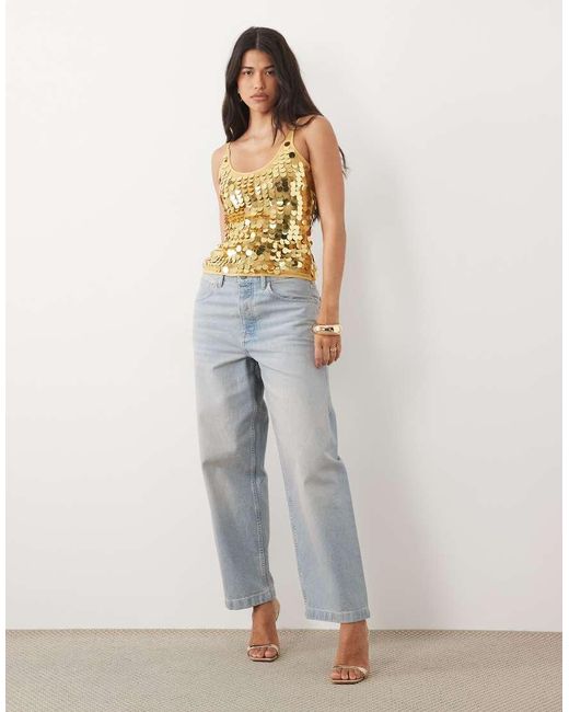 ASOS Metallic Disc Scatter Sequin Scoop Neck Sleeveless Top
