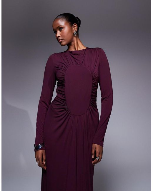 DASKA Purple Ruched Maxi Dress