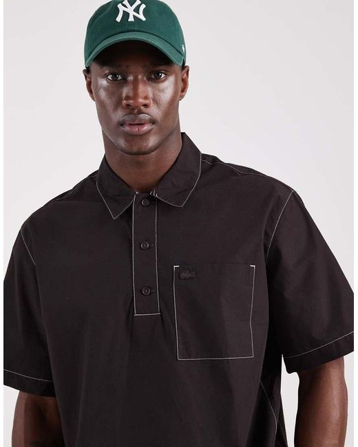 Lacoste Black Co-ord Contrast Stitch Short Sleeve Resort Shirt for men