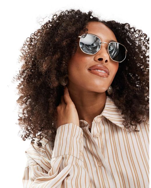 ASOS Metallic Angular Polarised Lens Sunglasses