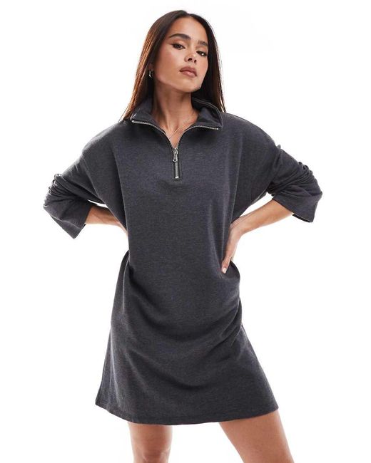 Vestido Corto Estilo Sudadera Con Media Cremallera De Pieces de color Black
