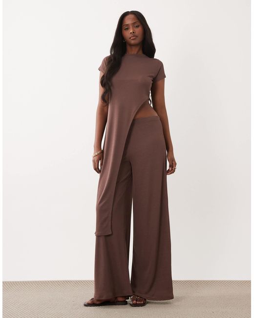 ASOS Brown – transparentes longline-tunika-oberteil