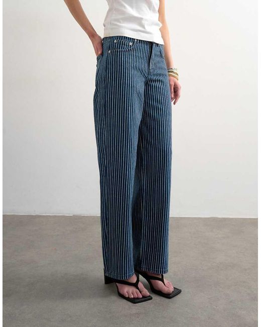 TOPSHOP Blue Cinch Low Rise Relaxed Jean