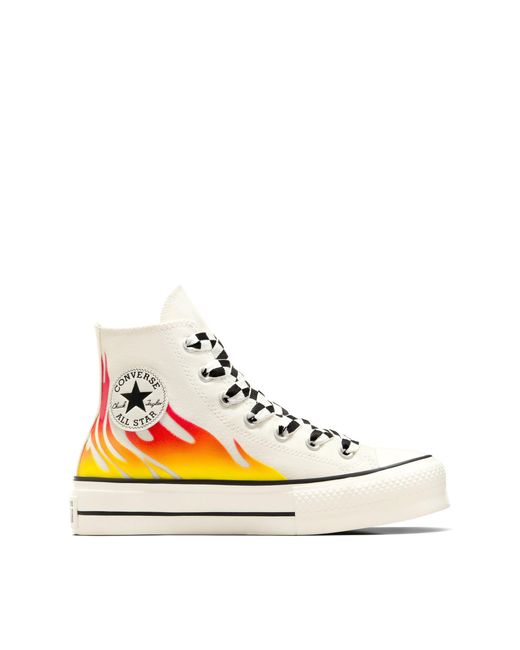 Converse White Chuck Taylor All Star Lift Platform Flames