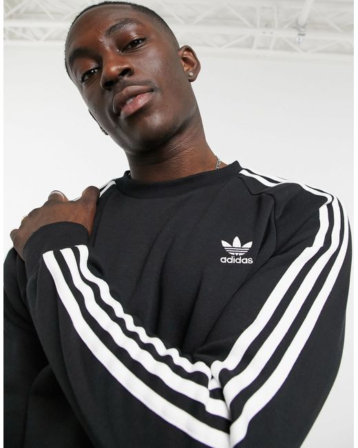 adidas Originals Adicolor Three Stripe Sweatshirt in Black for Men | Lyst  Australia