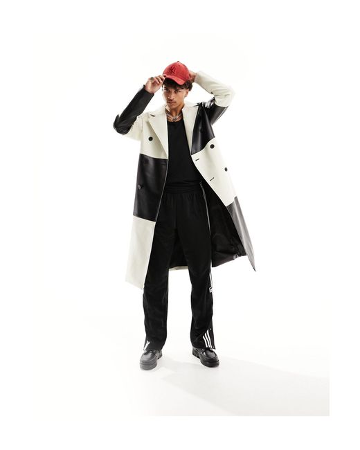 Trench-coat color block oversize en imitation cuir ASOS pour homme en coloris Black