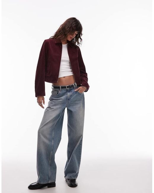 ARKET Purple Cord Blouson Jacket With Zip Front