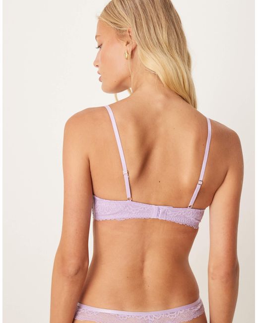 ASOS Purple Rosalie Lace Underwired Bra With Floral Trim