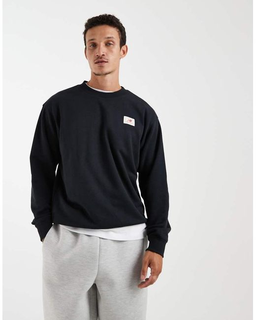 New Balance Blue Woven Label Graphic Sweatshirt for men