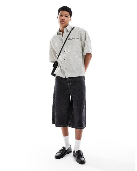 Camisa A Rayas Verdes Extragrande Con Media Manga De -Brunette ASOS de hombre de color Gray