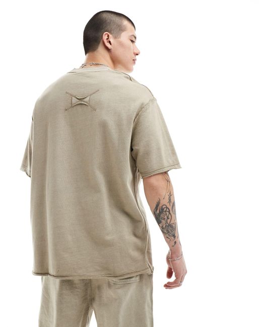 T-shirt à bords francs - taupe délavé Bershka pour homme en coloris Gray