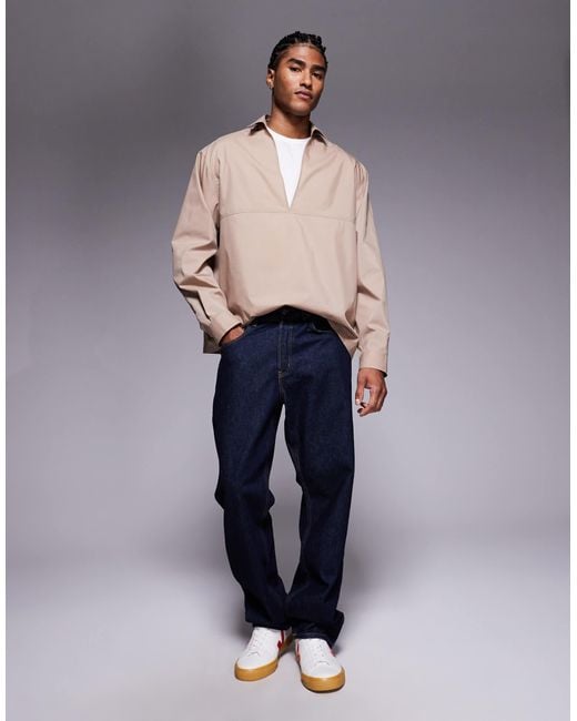 ASOS – oversize-schlupfhemd aus popeline in Gray für Herren