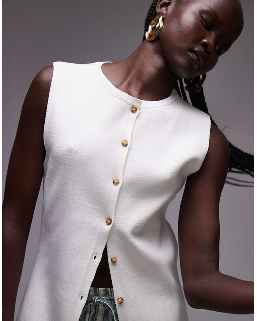 TOPSHOP Gray Tosphop Knitted Slash Neck Waistcoat