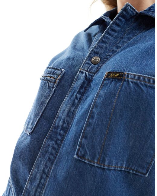 Unionall - combishort en jean - moyen délavé Lee Jeans en coloris Blue