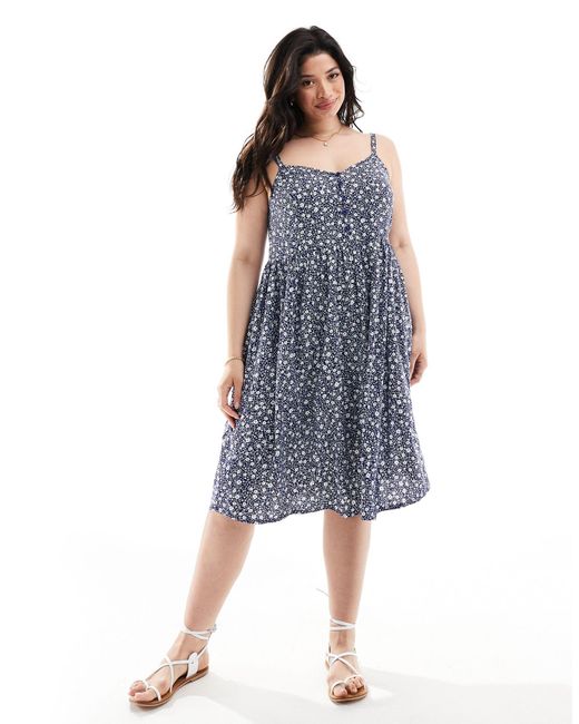 Yours Blue Strappy Cami Maxi Dress