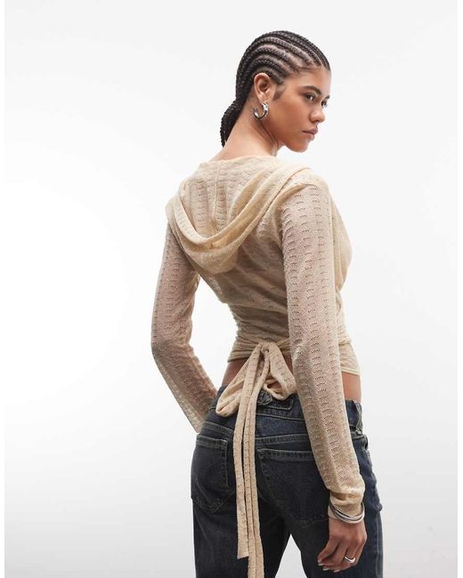 I.AM.GIA Metallic Irina Hooded Knitted Wrap Top