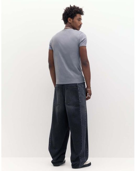 T-Shirt Attillata Basic di Pull&Bear in Blue da Uomo