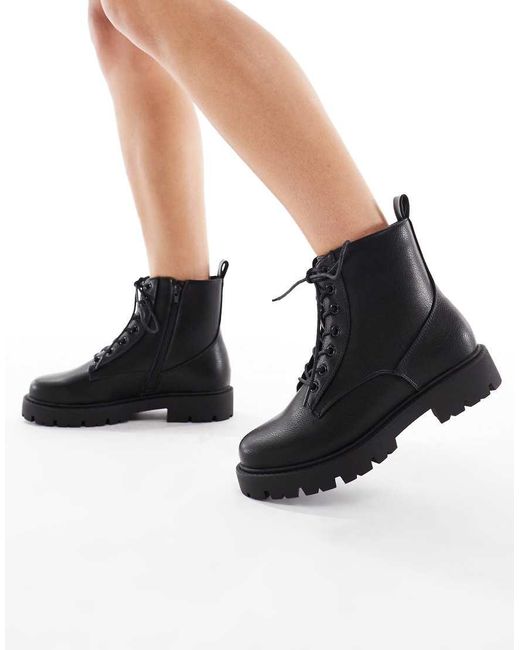 Schuh Black Asher Chunky Lace Up Boots