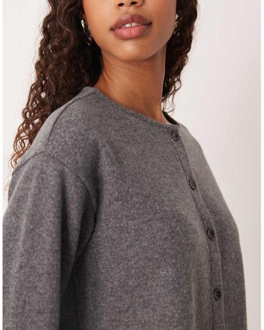 ASOS Super Soft Button Through Long Sleeve Co Ord Top in Grey | Lyst UK