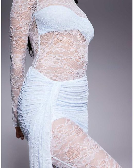 Wanderdoll Blue Exclusive Jamie Lace Drape Detail Jumpsuit