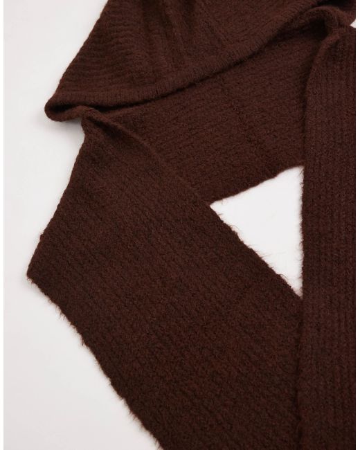 Object Brown Super Soft Knitted Hooded Scarf